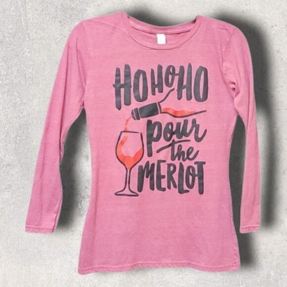 HO HO HO POUR THE MERLOT" SHIRT - Picture 1 of 4